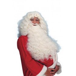 Professional Santa Claus Set Wig and Beard in natural off white  matt color