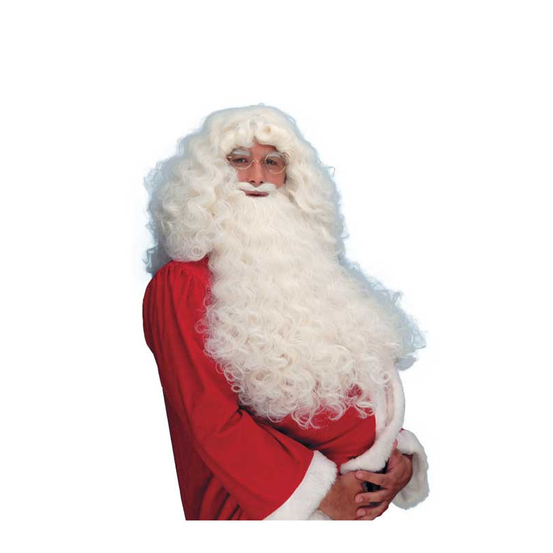 Professional Santa Claus Set Wig and Beard in natural off white  matt color
