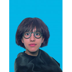 PARY HOTTER SHORT BROWN WIG set with glasses